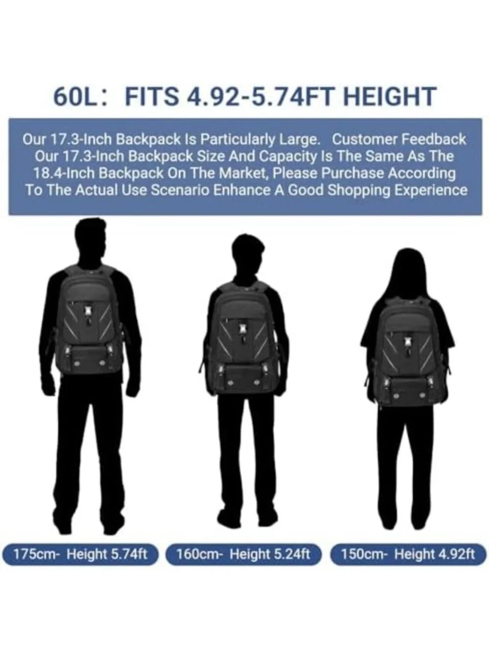 Travel Laptop Backpack 17.3 Inch, Water Resistant, Anti-Theft, USB Port, 50L